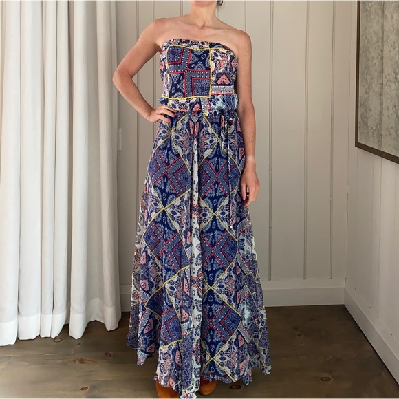 Boho full length strapless dress. Size small. Perfect for summer! - Picture 1 of 7